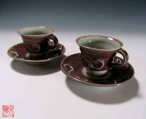 Shinsha Senmon Tea Cup Set by Kawai Akiteru: click to enlarge