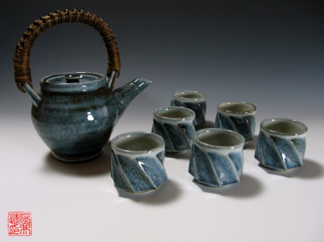 Gosu Mentori Green Tea Set by Kawai Tōru: click to enlarge