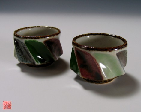 Yonsai Mentori Saké Cup Set by Kawai Tōru: click to enlarge