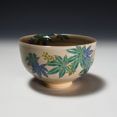 Spring Momiji Tea Ceremony Bowl by Kotoura Kiln: click to enlarge