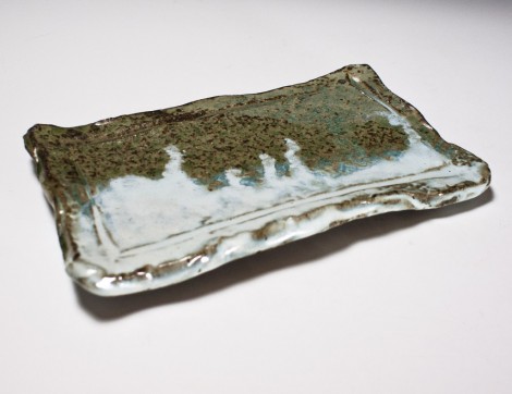 Haiyūsai Ash Glazed Slab Plate by Ikai Yūichi: click to enlarge