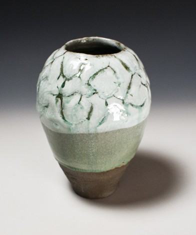 Haiyū Sansai Ash Glazed Vase by Ikai Yūichi: click to enlarge