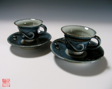 Gosu Senmon Tea Cup Set by Kawai Akiteru: click to enlarge