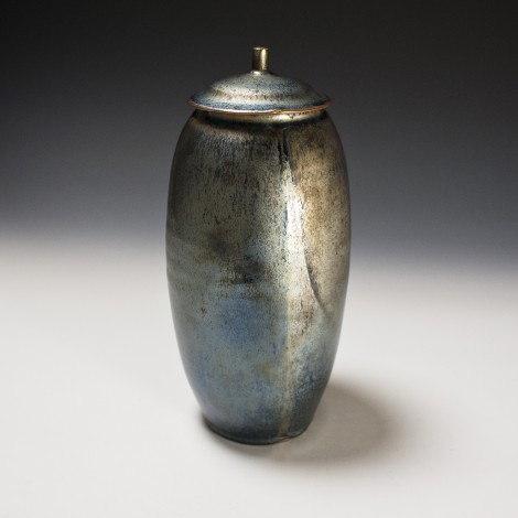 Ginshō Tenmoku Tsuisen Lidded Vase by Kamada Kōji: click to enlarge