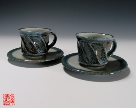 Gosu Mentori Tea Cup Set by Kawai Tōru: click to enlarge