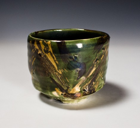 Ryokuyū Kinsai Tea Ceremony Bowl by Ikai Yūichi: click to enlarge