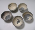 Hakémé Tea Bowl Set by Wada Tōzan